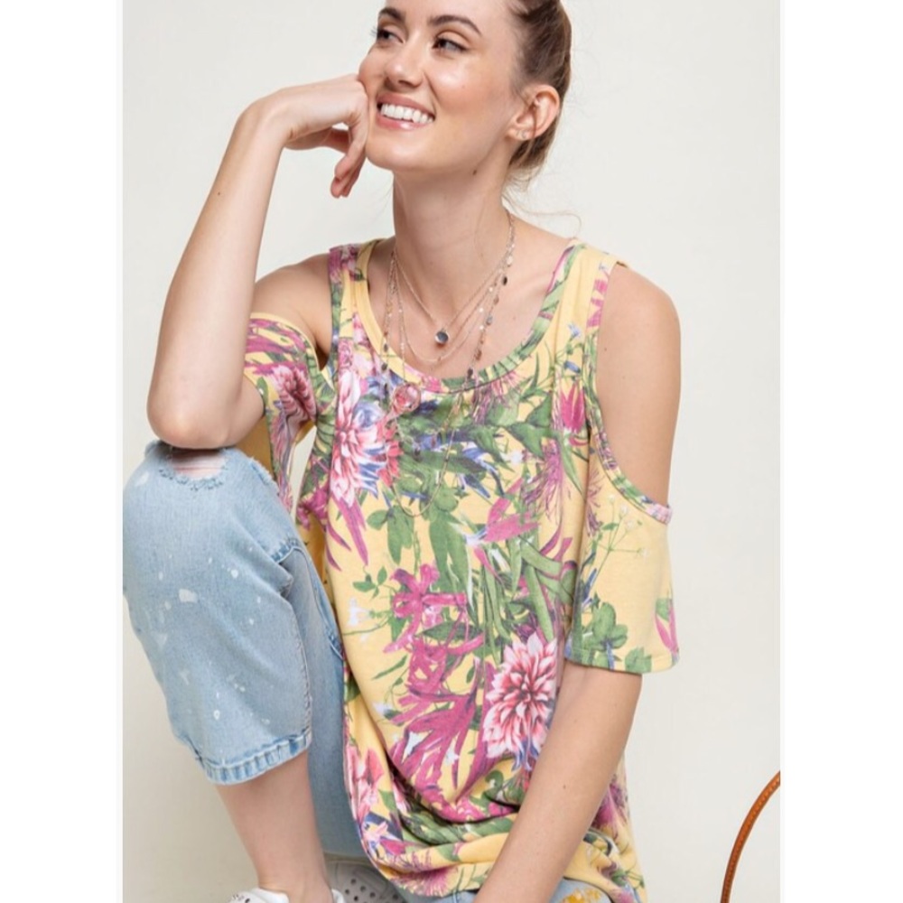 Cold Shoulder Top With Criss Cross Back